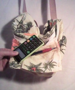 yellow summer bag inside pocket for pen, calculator, phone